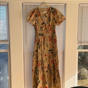 Brand New with Tags Anthropology Somerset Floral Tan Maxi Dress